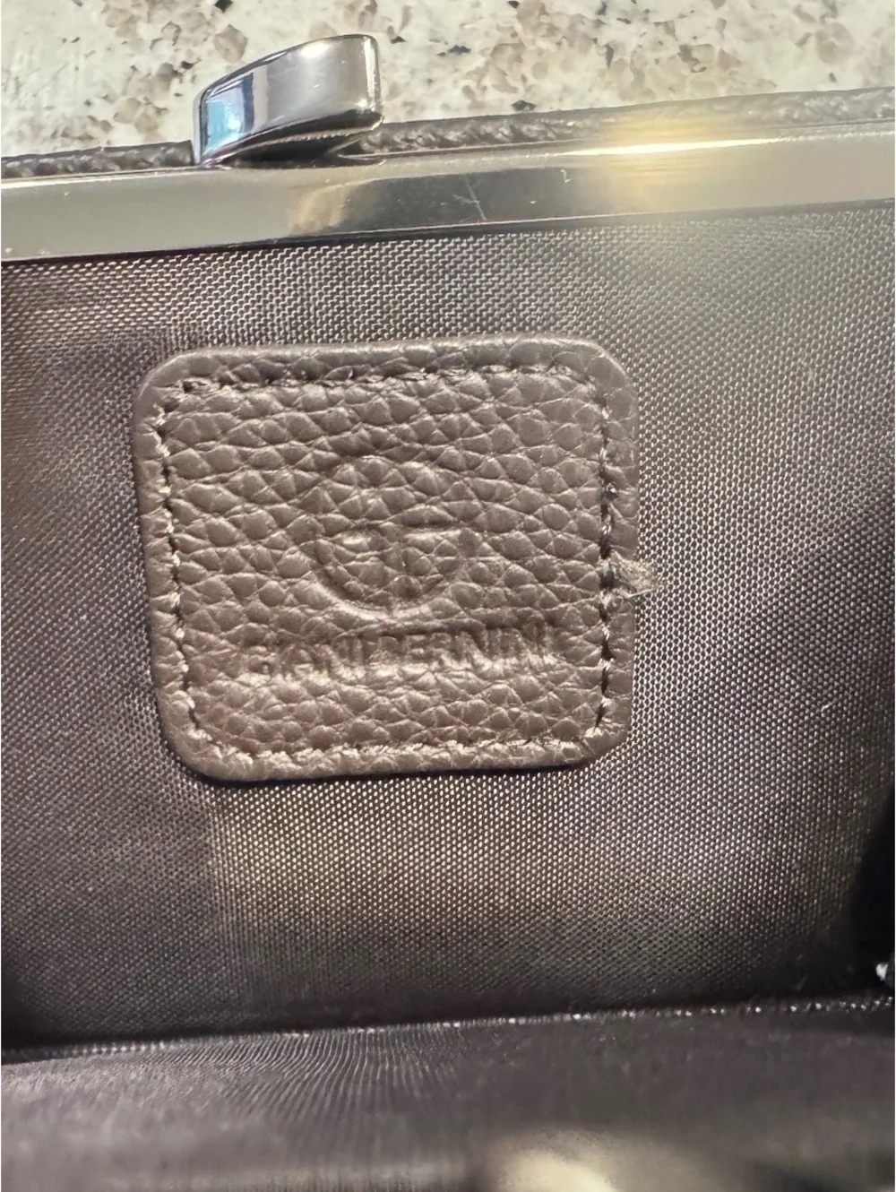 Giani Bernini Black Pebbled Leather Organizer Wallet Kiss Lock Coin Purse